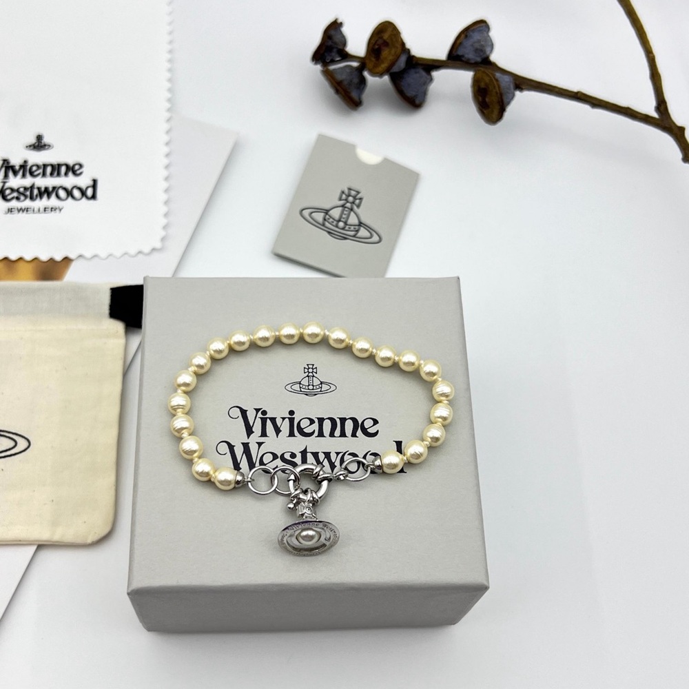 Vivienne Westwood Pearl Bracelet with Silver Charm